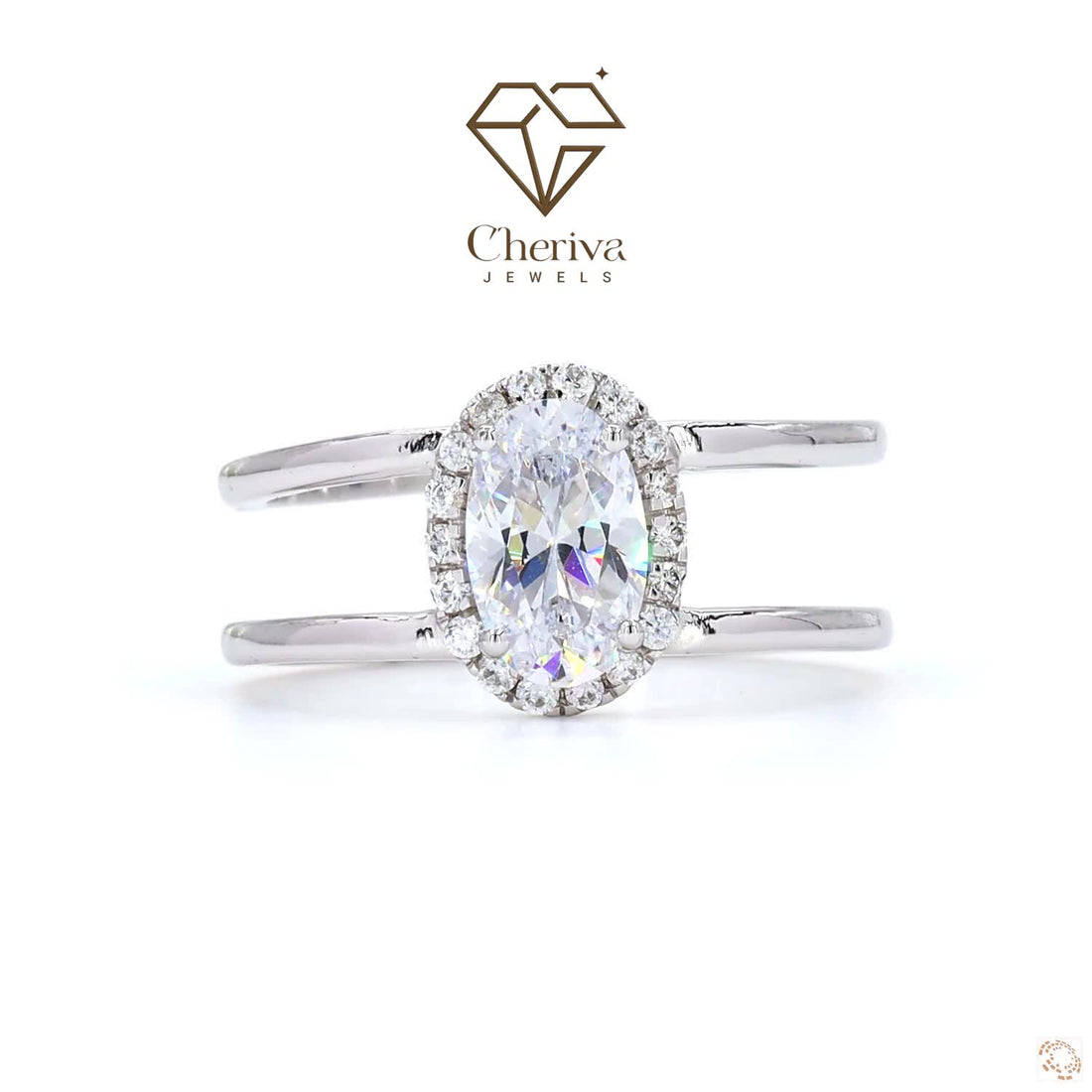 Oval Cut Lab Grown Diamond Solitaire Accent Ring