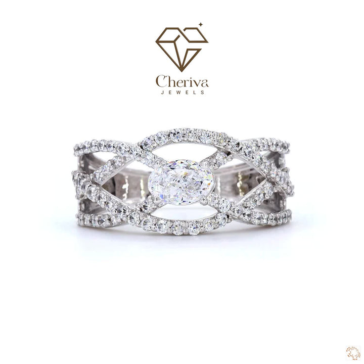 Criss Cross Style Lab Grown Diamond Engagement Ring