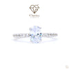 Solitaire Accent Engagement Ring in Oval Cut Diamond