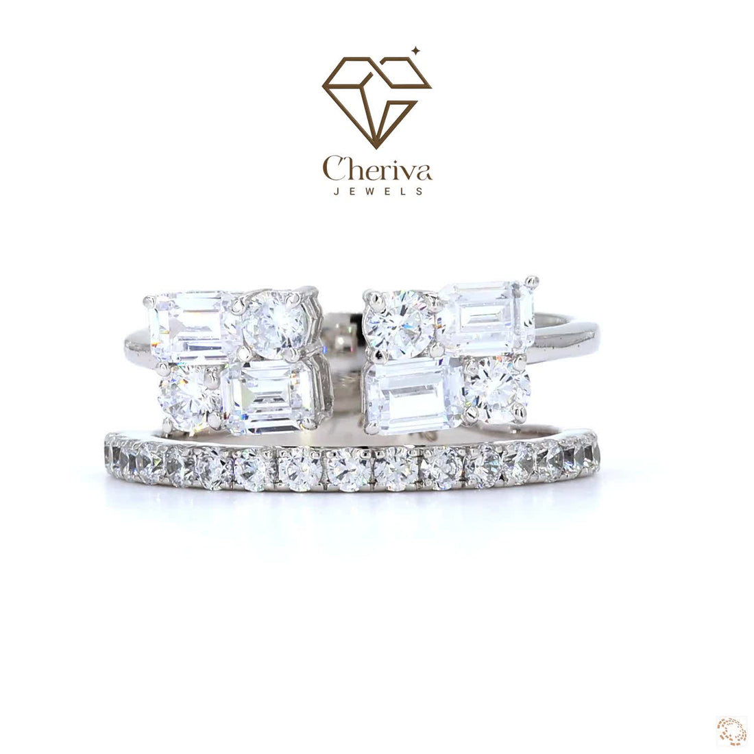 Emerald Cut Lab Diamond Bridal Set Engagement Ring