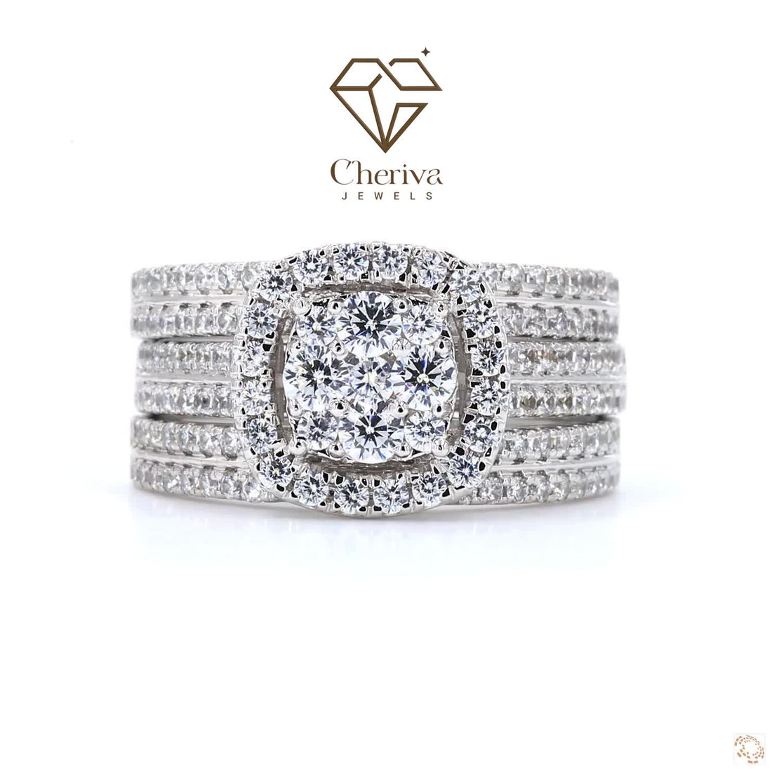 Unique Square Shape Cluster Lab Diamond Ring