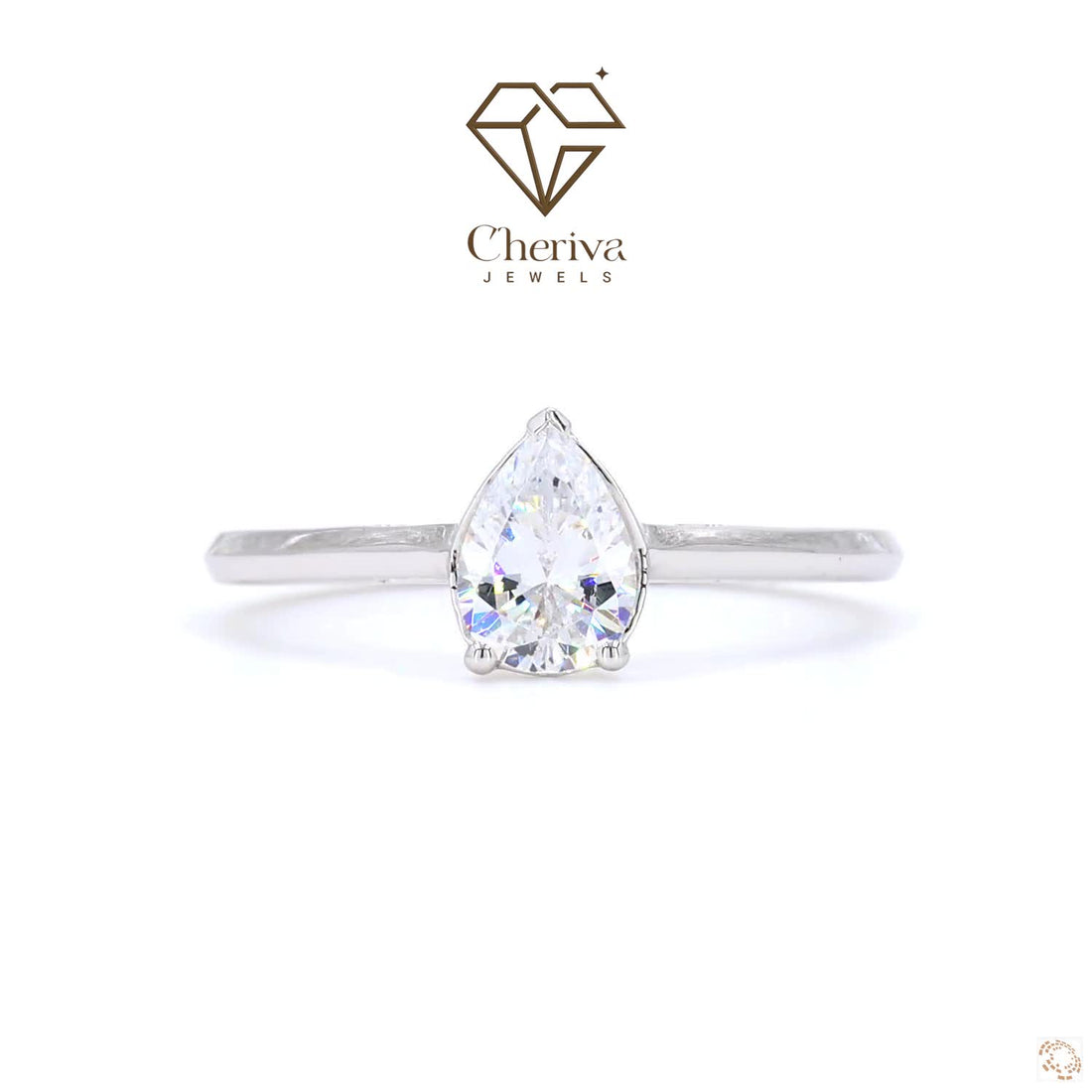 Pear Cut Lab Diamond Solitaire Engagement Ring