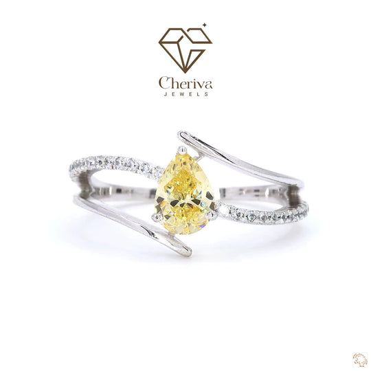 Royal yellow colored pear-shaped gemstone engagement ring for her.