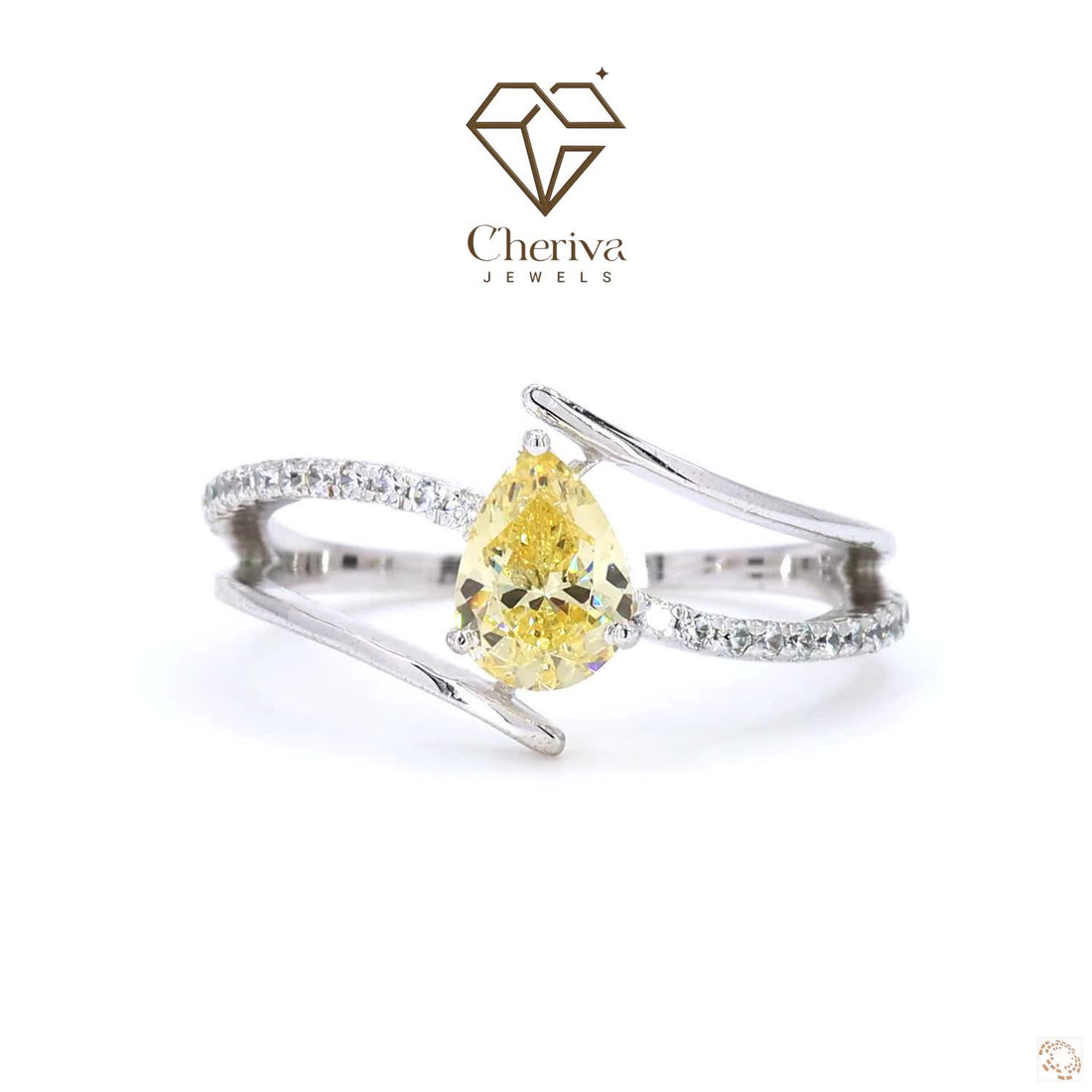 Royal Yellow Pear Shaped Gemstone Engagement Ring