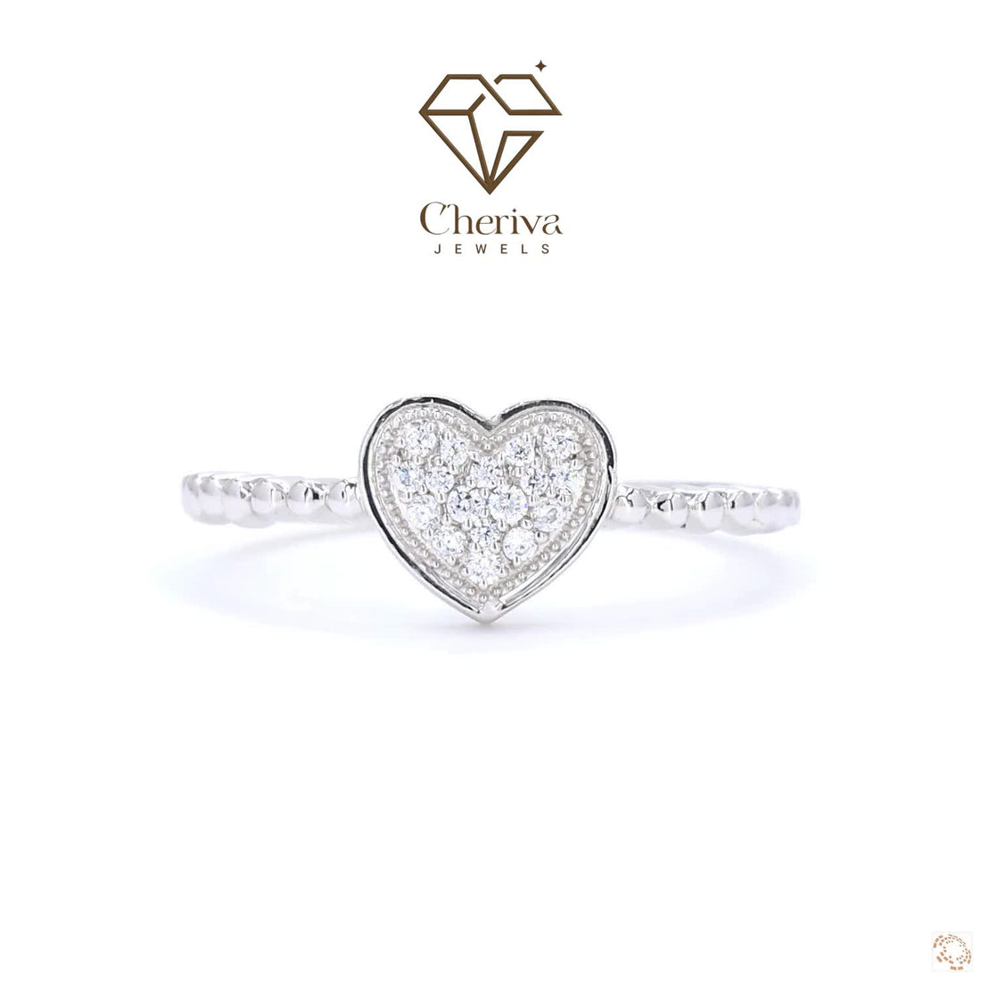Round Cut Lab Diamond Heart Shaped Ring