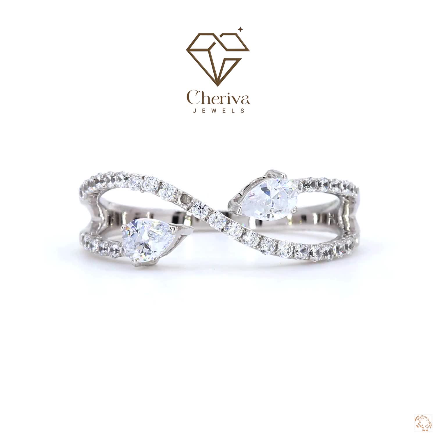 Pear cut Lab Diamond Infinity Engagement Ring