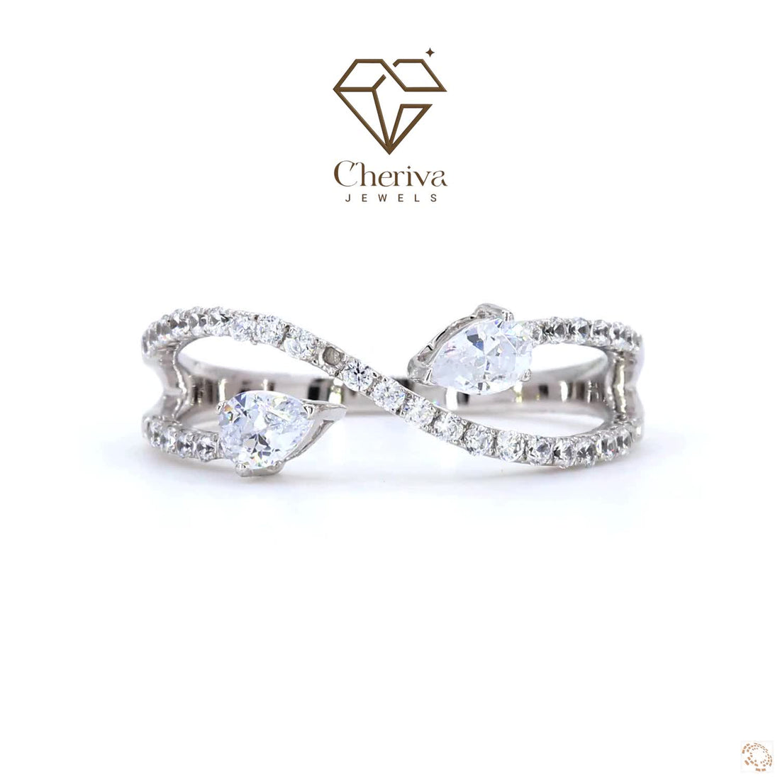 Pear cut Lab Diamond Infinity Engagement Ring