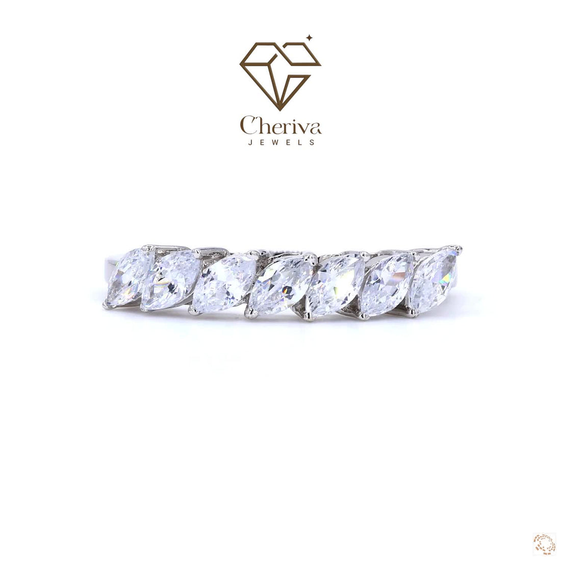Marquise Cut Lab Diamond Half Eternity Wedding Band
