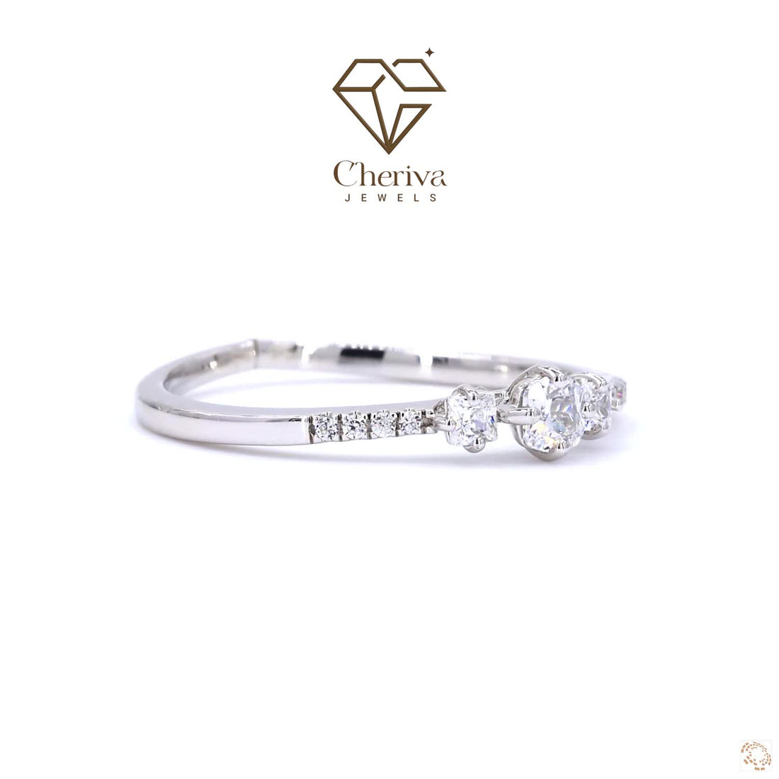 Cushion Cut Diamond Solitaire Accent Engagement Ring