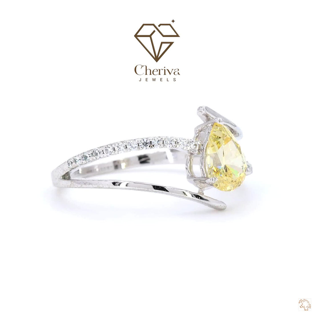 Royal Yellow Pear Shaped Gemstone Engagement Ring