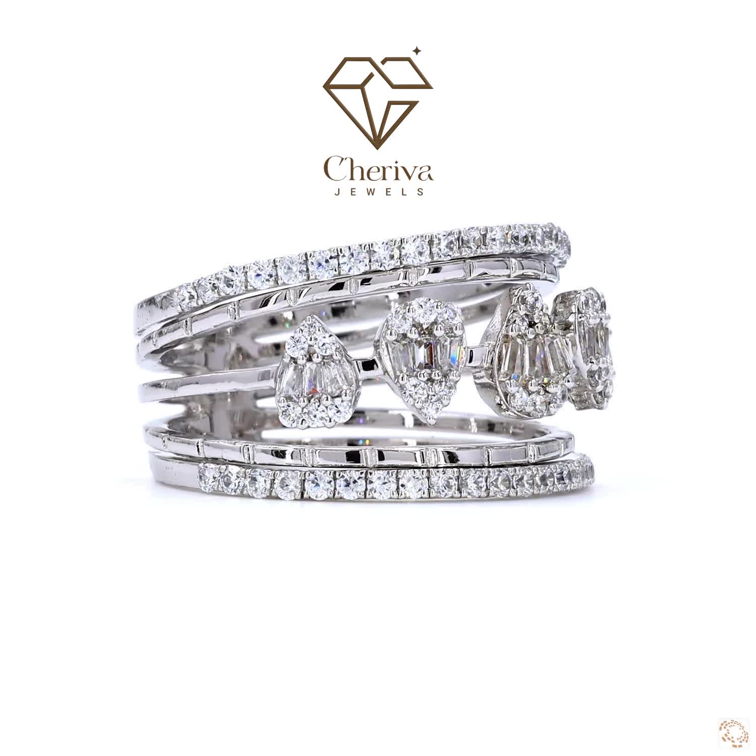 Vintage Style Baguette cut Lab Diamond Engagement Ring