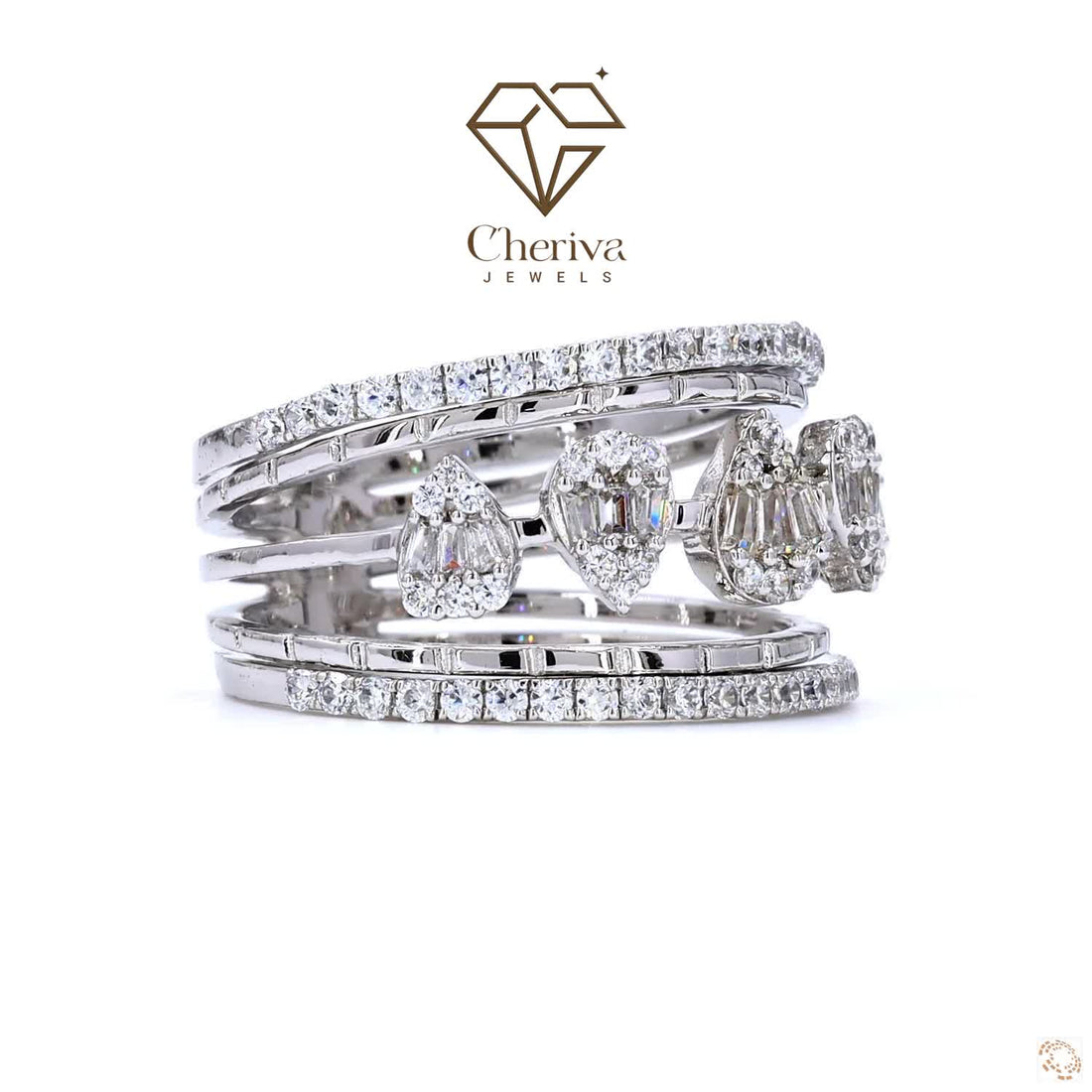 Vintage Style Baguette cut Lab Diamond Engagement Ring