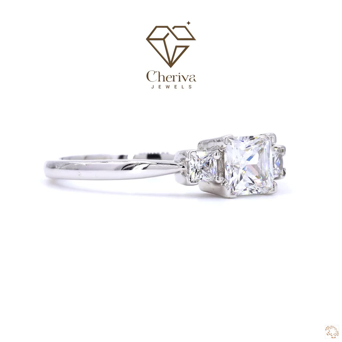 Three Stone Princess Cut Diamond Engagement Ring