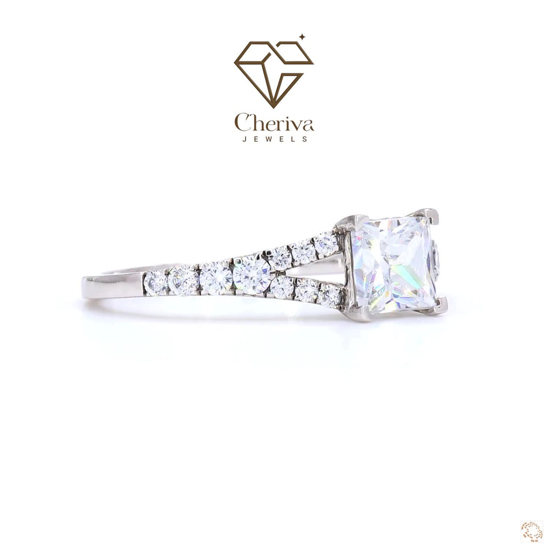 Princess Cut Lab Diamond Vintage Solitaire Engagement Ring