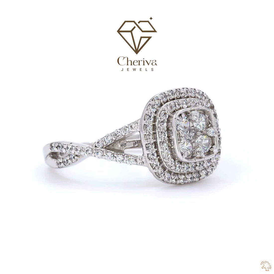 Lab Diamond Vintage Double Halo Engagement Ring
