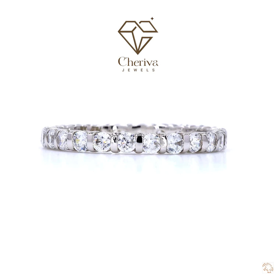 Round Cut Lab Diamond Eternity Engagement Ring