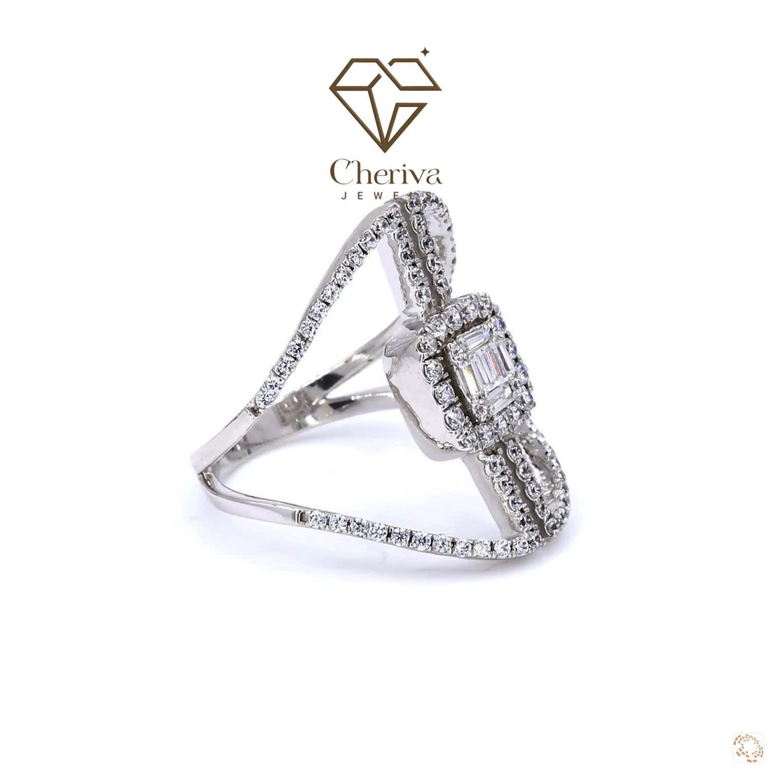 Antique Baguette Cut Lab Diamond Engagement Ring