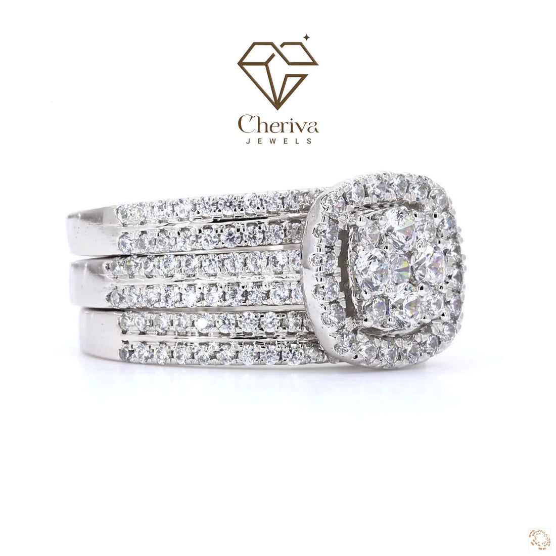 Unique Square Shape Cluster Lab Diamond Ring