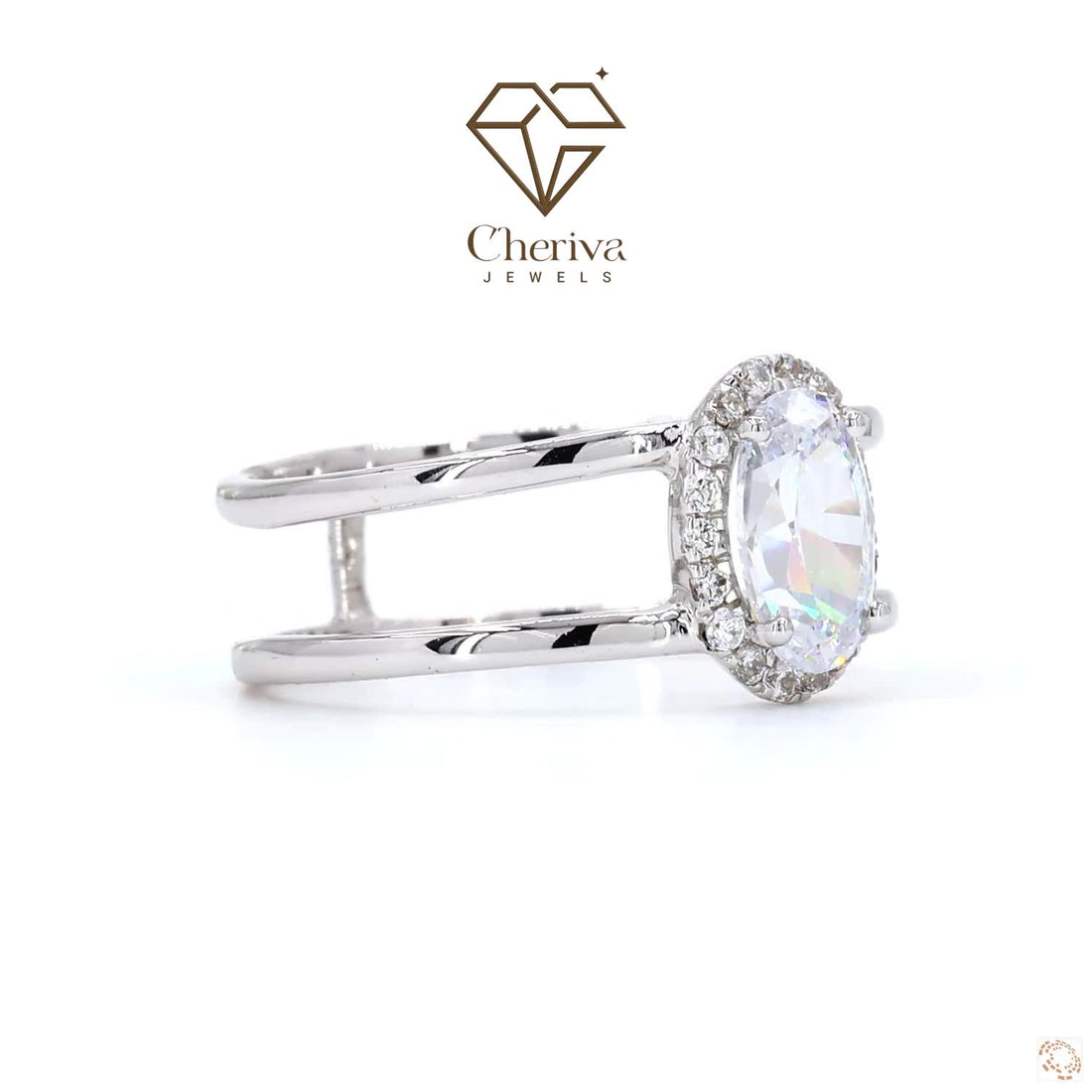 Oval Cut Lab Grown Diamond Solitaire Accent Ring