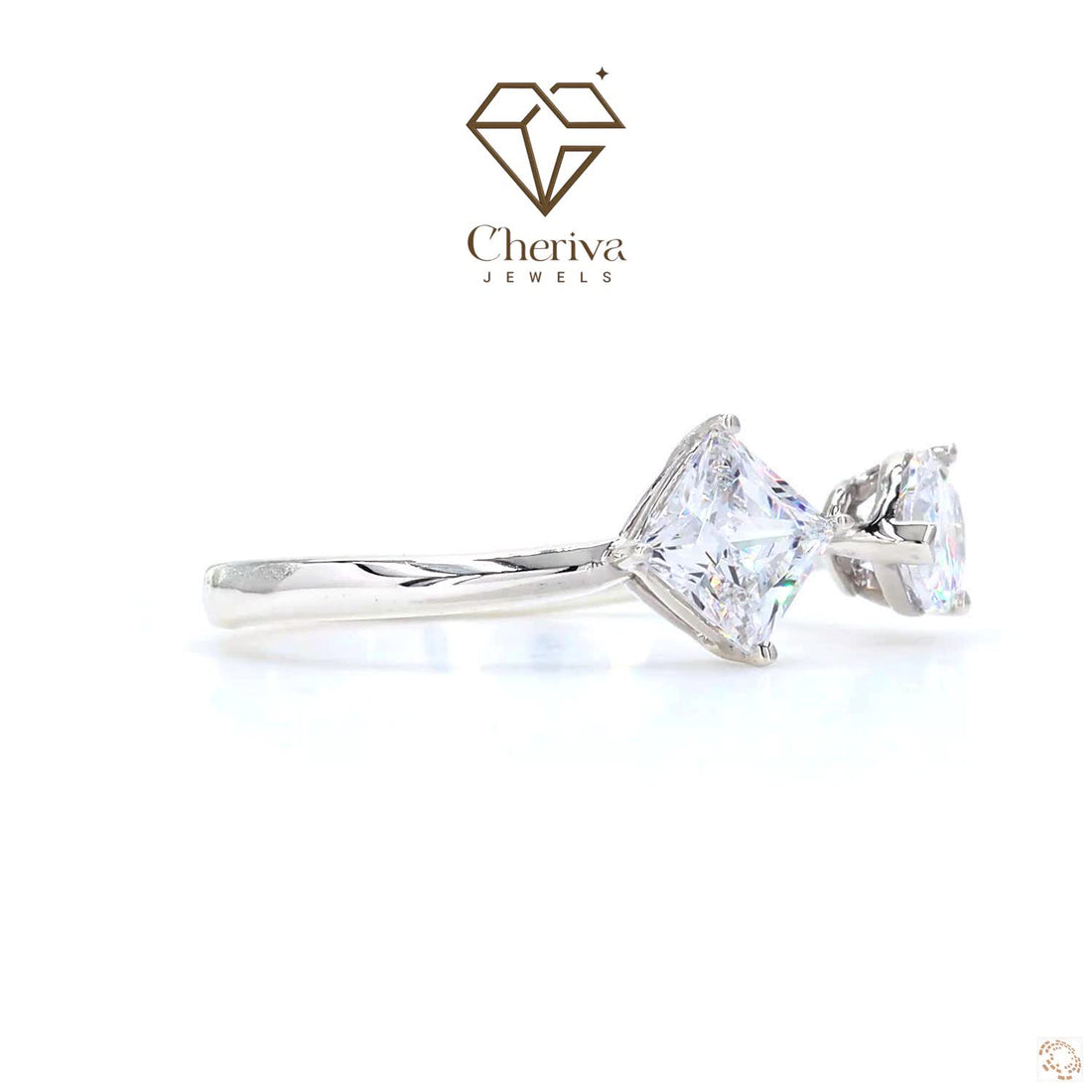 Cushion Cut  Lab Diamond Double Solitaire Ring
