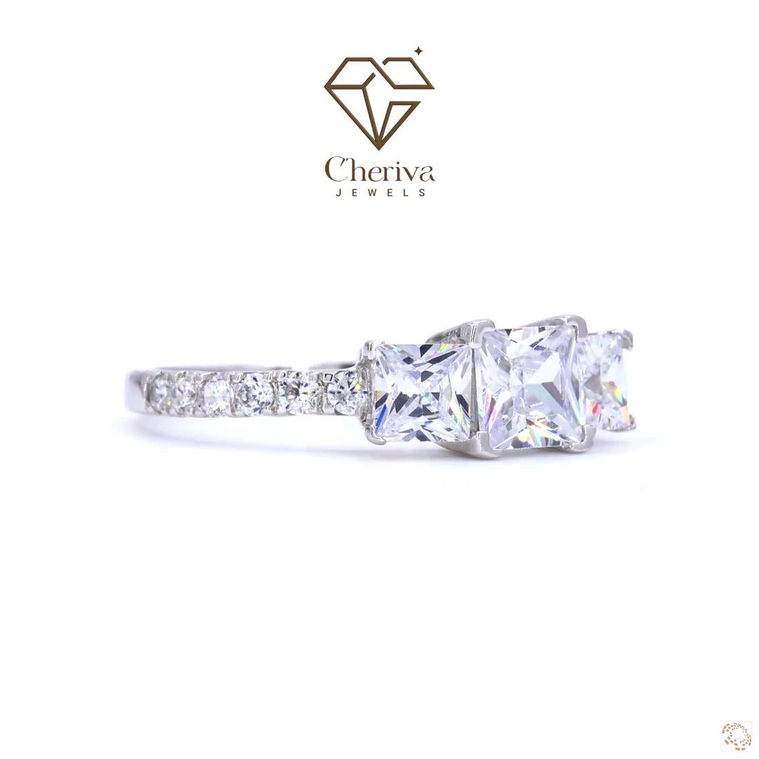 Princess Cut Diamond Three Stone Engagement Ring
