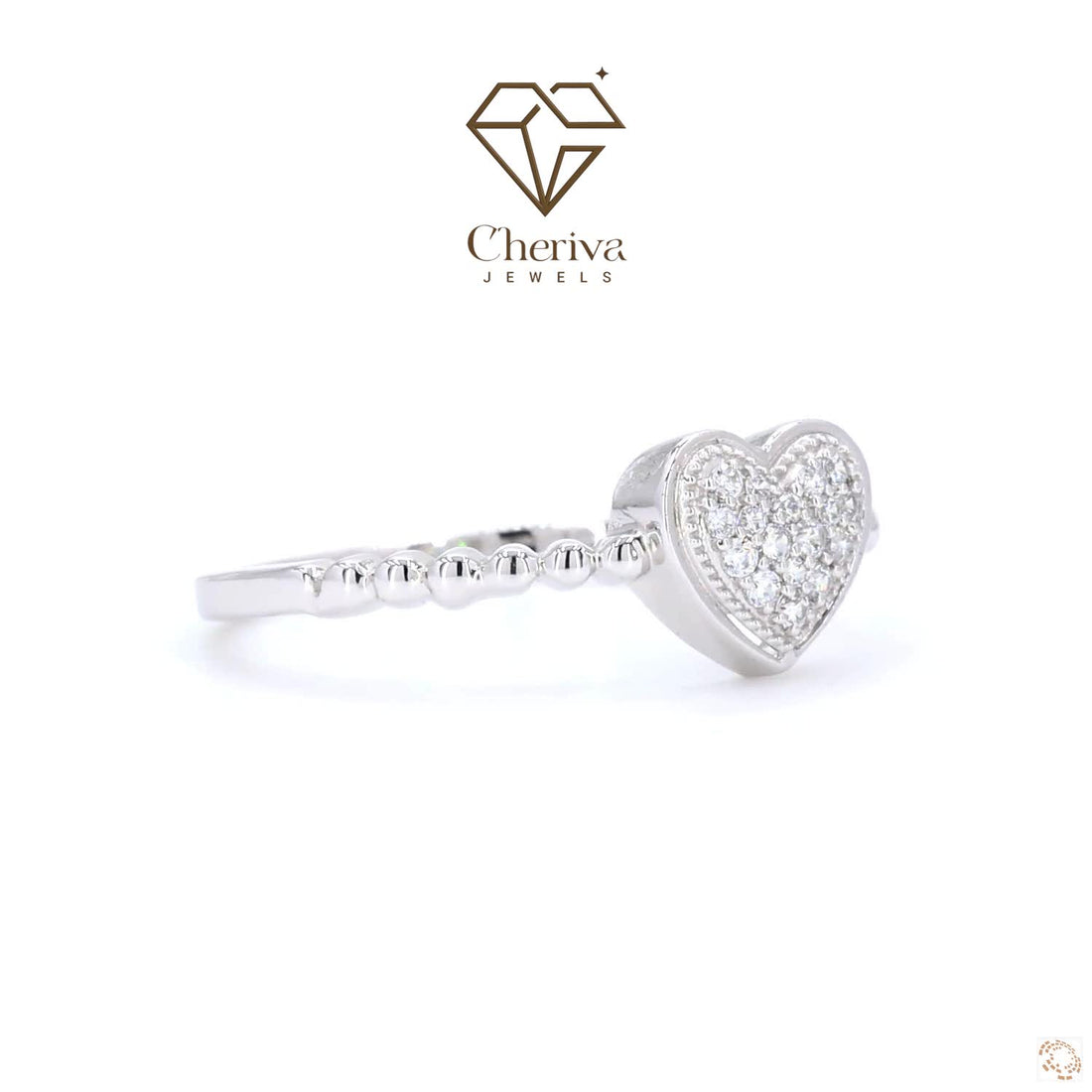 Round Cut Lab Diamond Heart Shaped Ring
