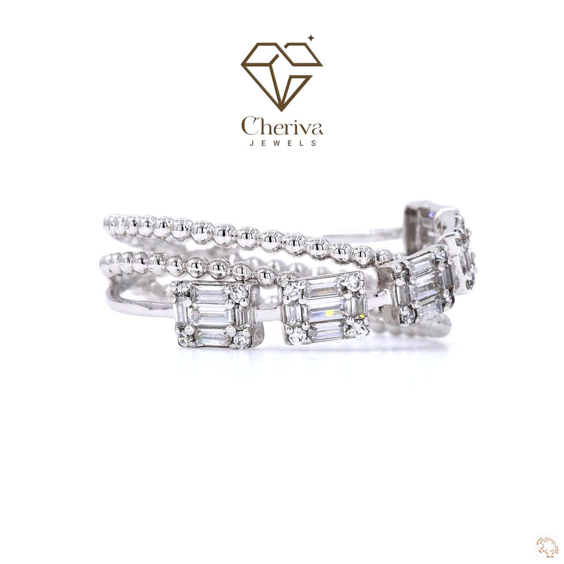 Baguette Cut Lab Diamond Interwined Ring