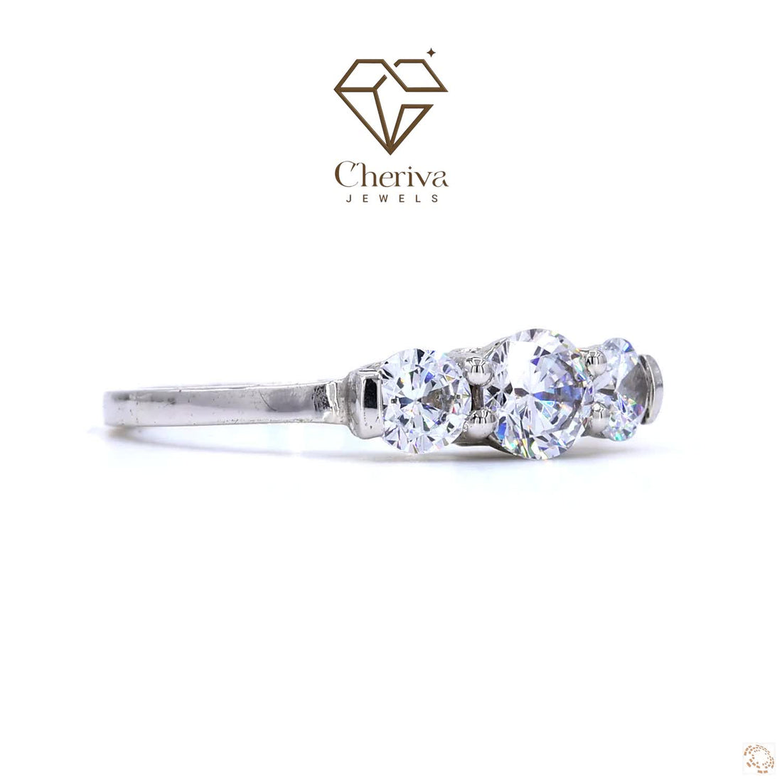 Lab Diamond Round Cut Three Stone Wedding Ring
