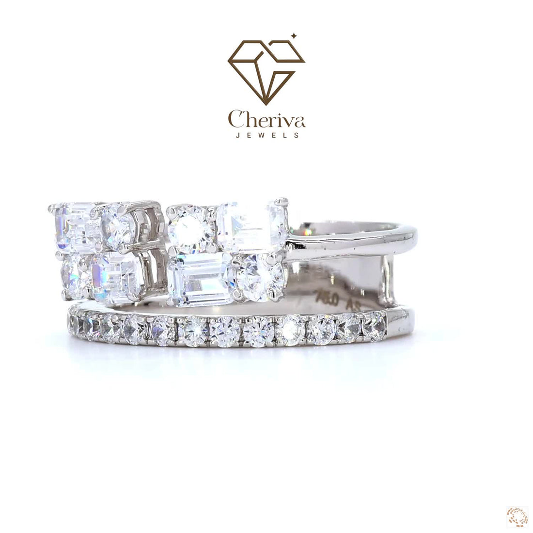 Emerald Cut Lab Diamond Bridal Set Engagement Ring