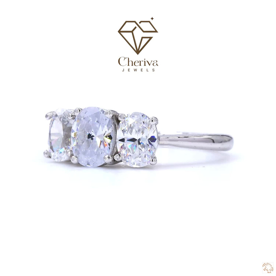 Oval Cut Three Stone Diamond Engagement Ring