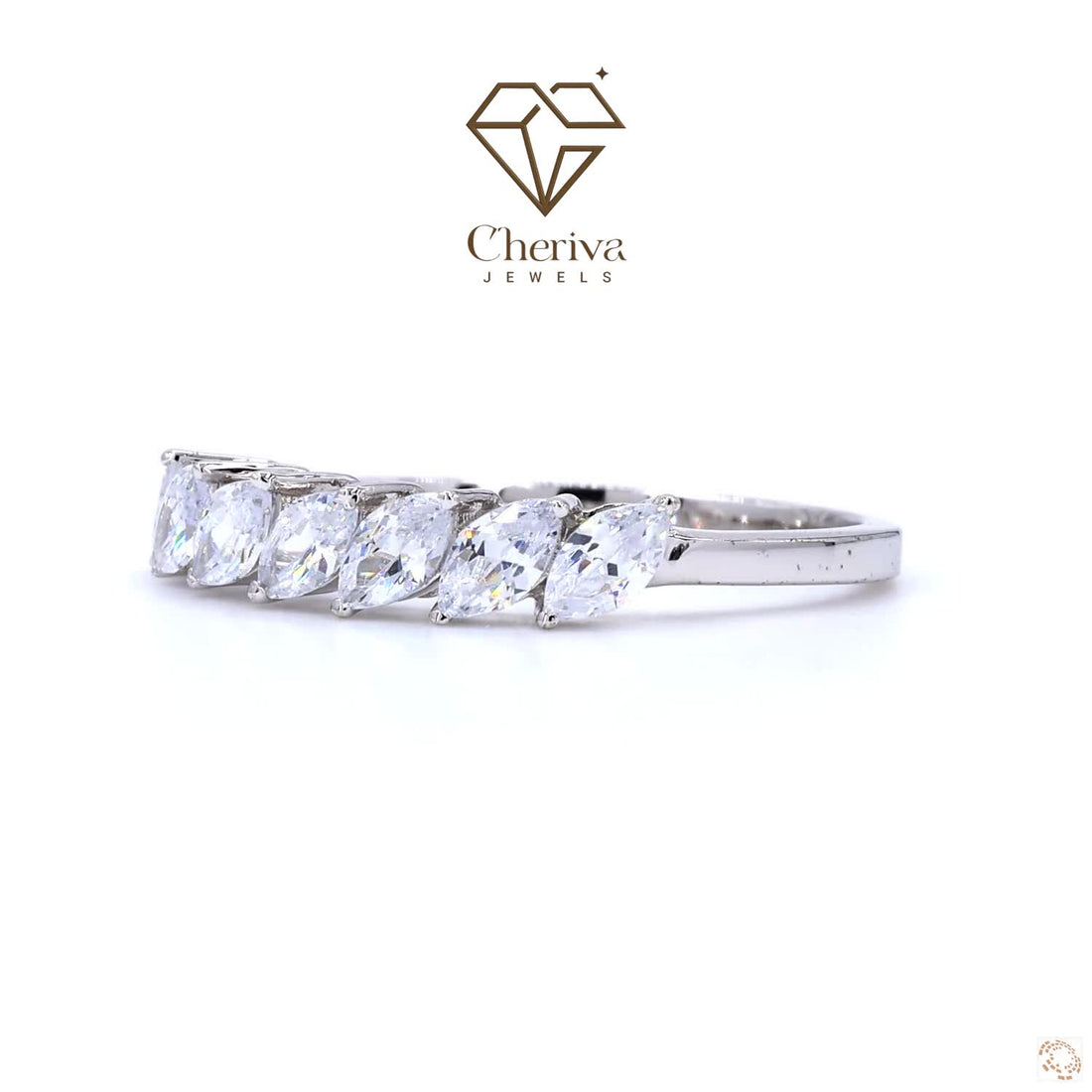 Marquise Cut Lab Diamond Half Eternity Wedding Band