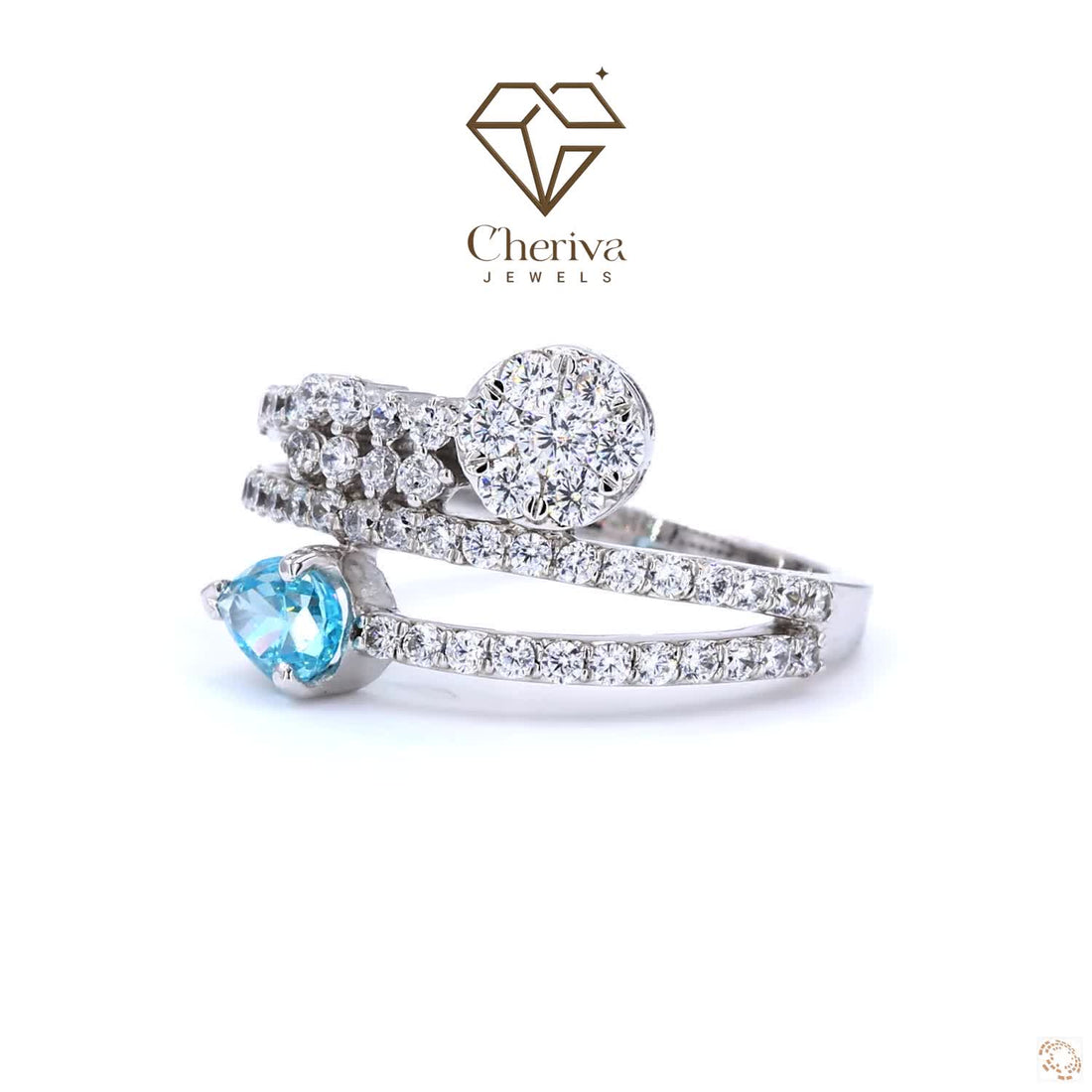 Blue Pear Cut Gemstone Engagement Ring