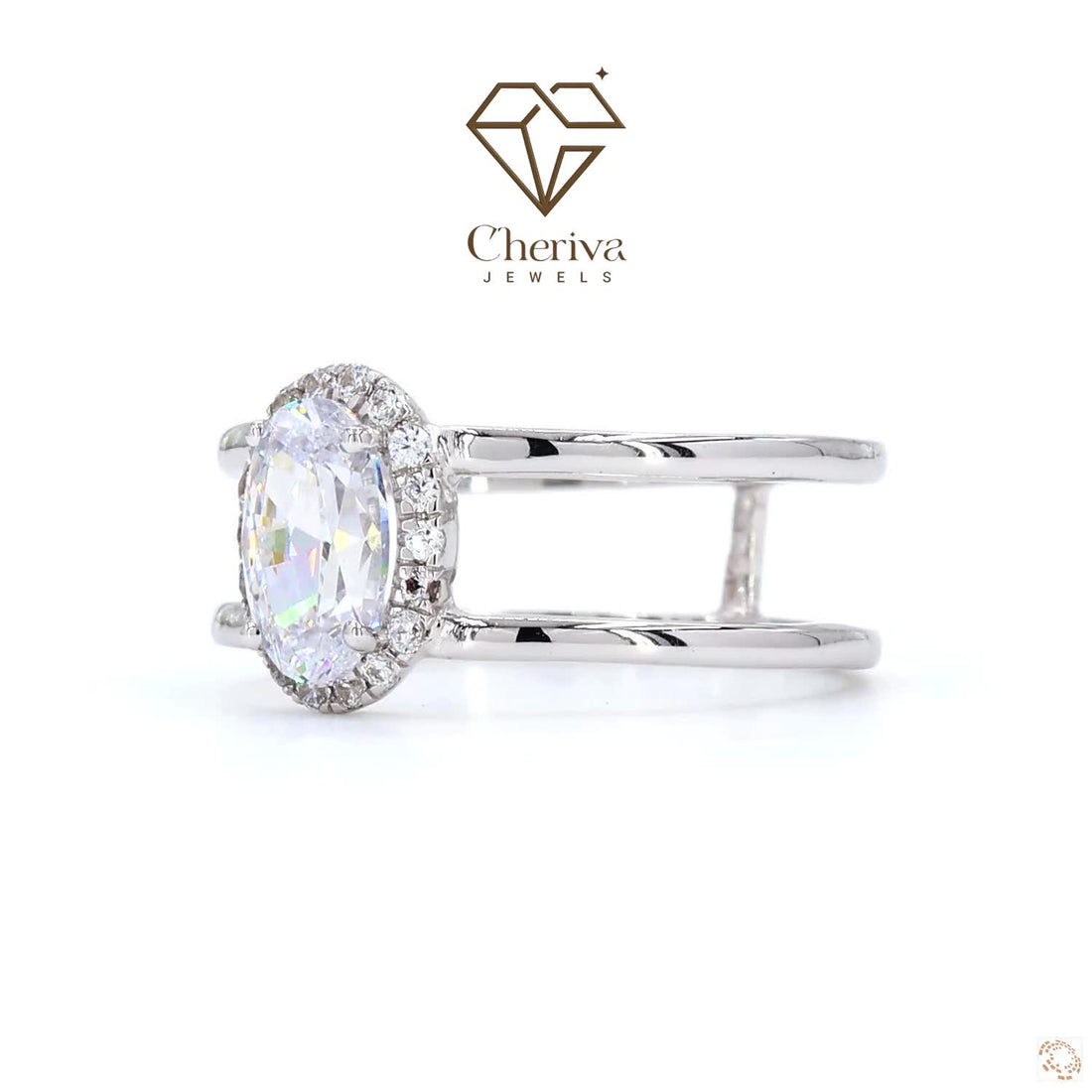 Oval Cut Lab Grown Diamond Solitaire Accent Ring