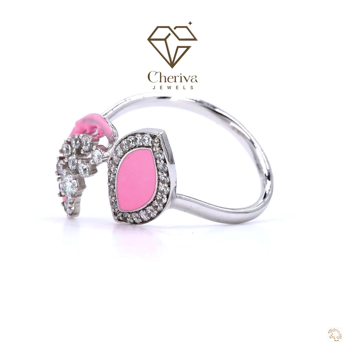Toi Et Moi Pink Pear Shape lab Diamond Ring