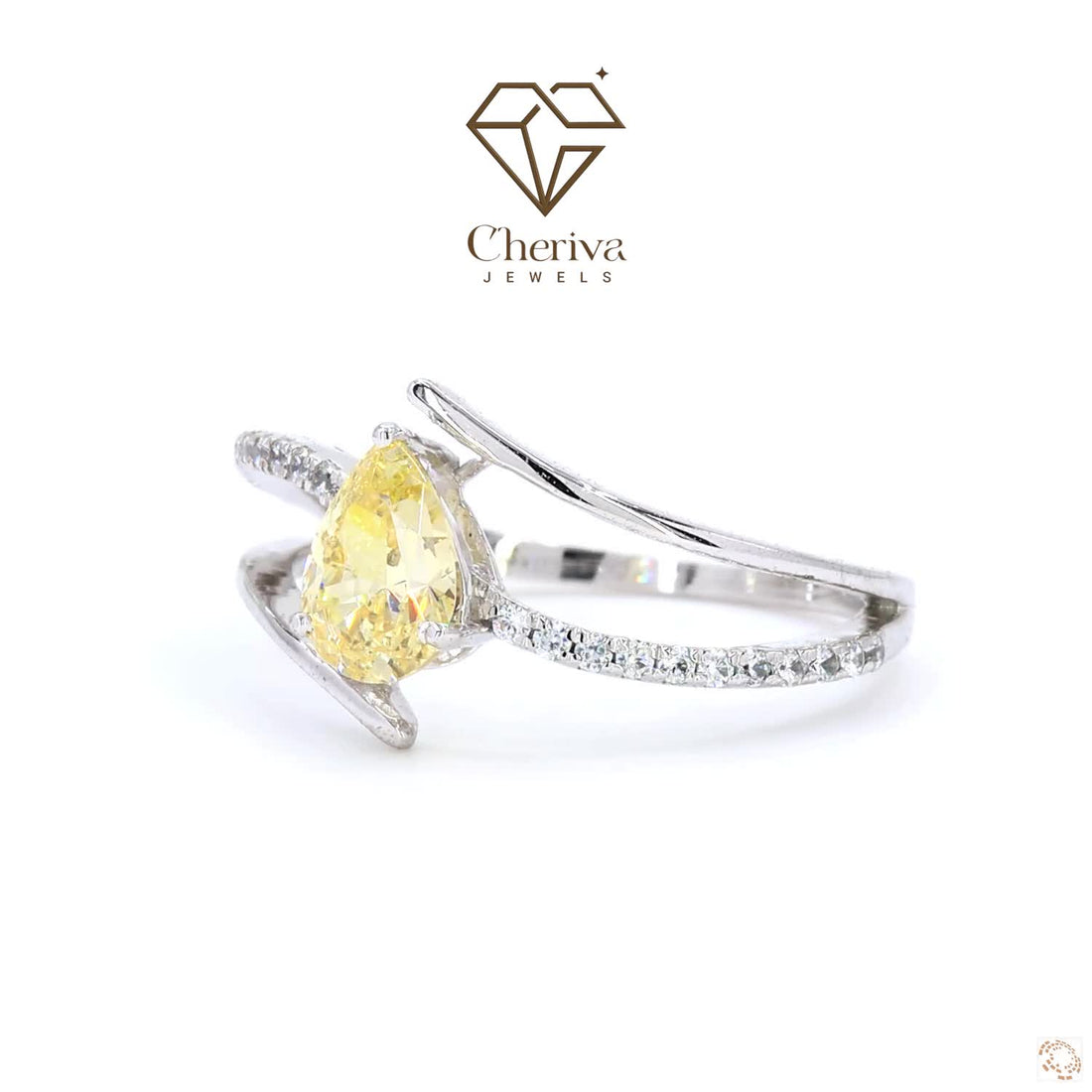 Royal Yellow Pear Shaped Gemstone Engagement Ring