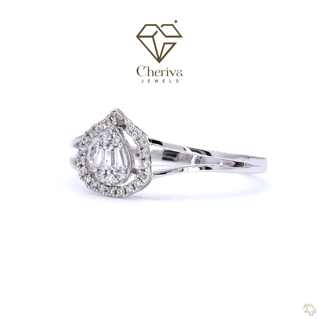 Round Diamond almond shaped Engagement Ring