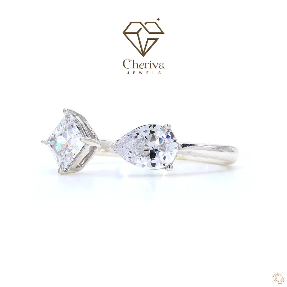 Cushion Cut  Lab Diamond Double Solitaire Ring