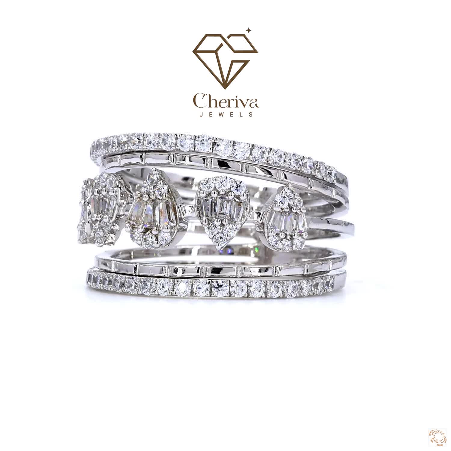 Vintage Style Baguette cut Lab Diamond Engagement Ring