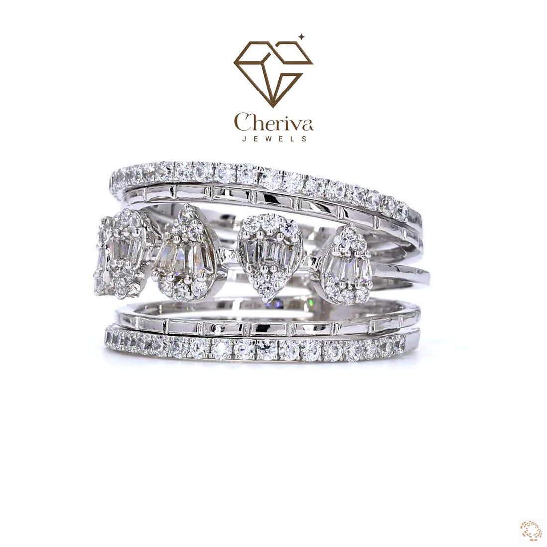 Vintage Style Baguette cut Lab Diamond Engagement Ring