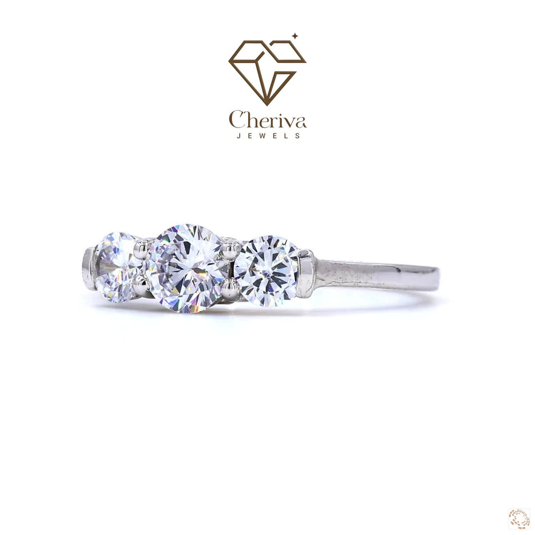 Lab Diamond Round Cut Three Stone Wedding Ring