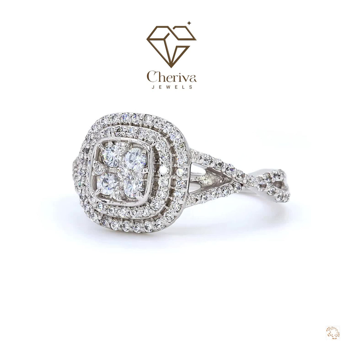 Lab Diamond Vintage Double Halo Engagement Ring