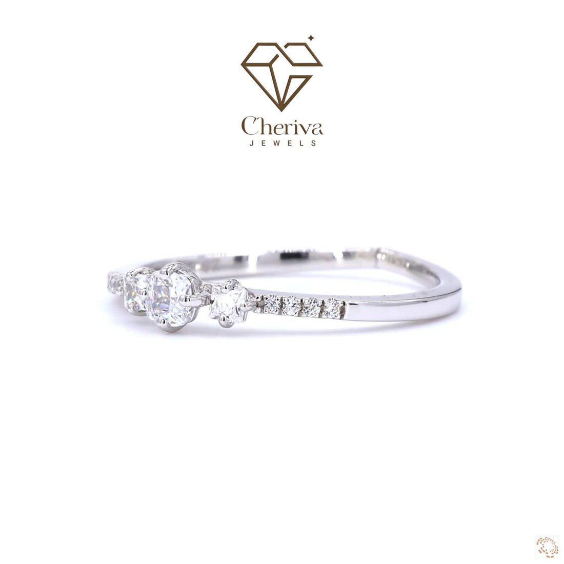 Cushion Cut Diamond Solitaire Accent Engagement Ring