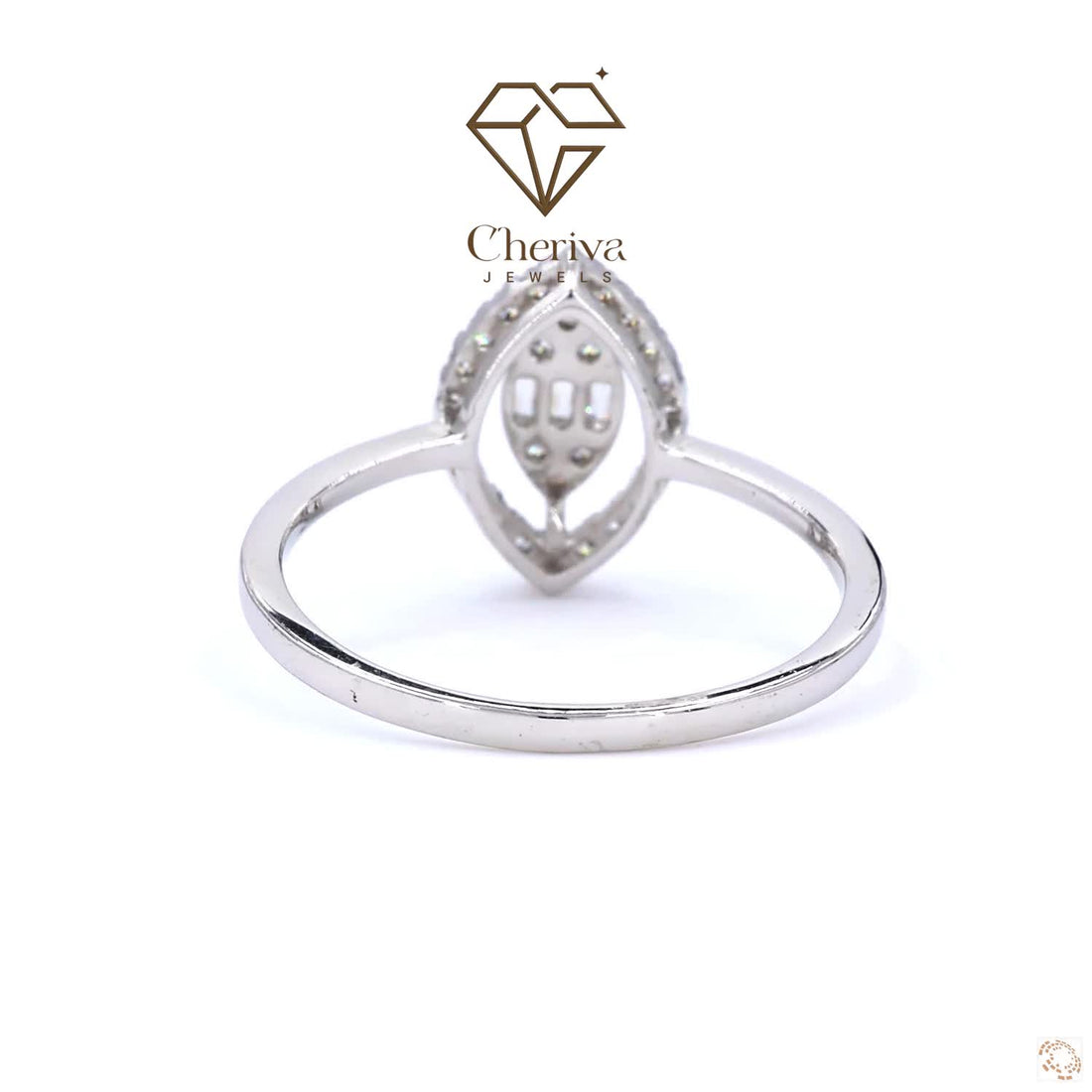 Baguette Cut Diamond Halo Engagement Ring