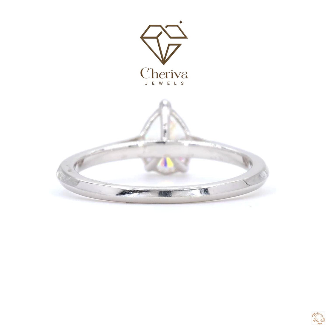 Pear Cut Lab Diamond Solitaire Engagement Ring