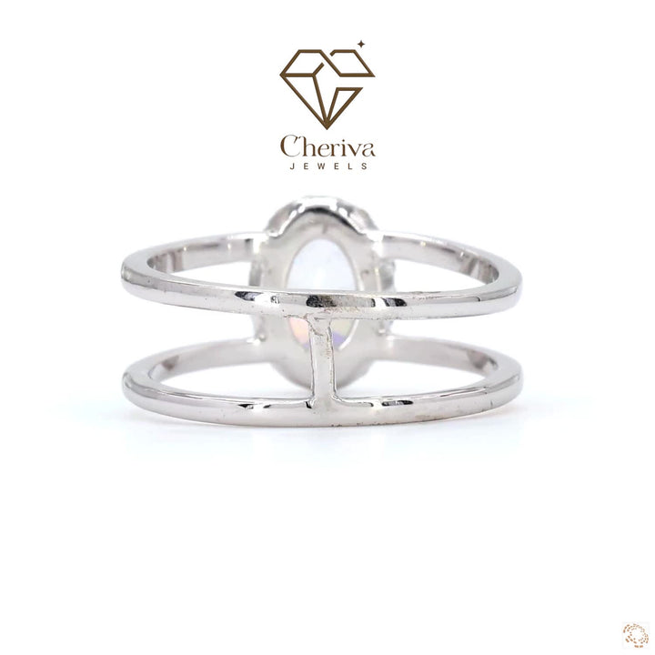 Oval Cut Lab Grown Diamond Solitaire Accent Ring