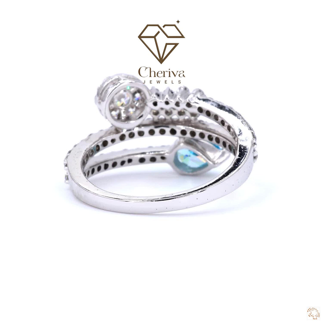 Blue Pear Cut Gemstone Engagement Ring