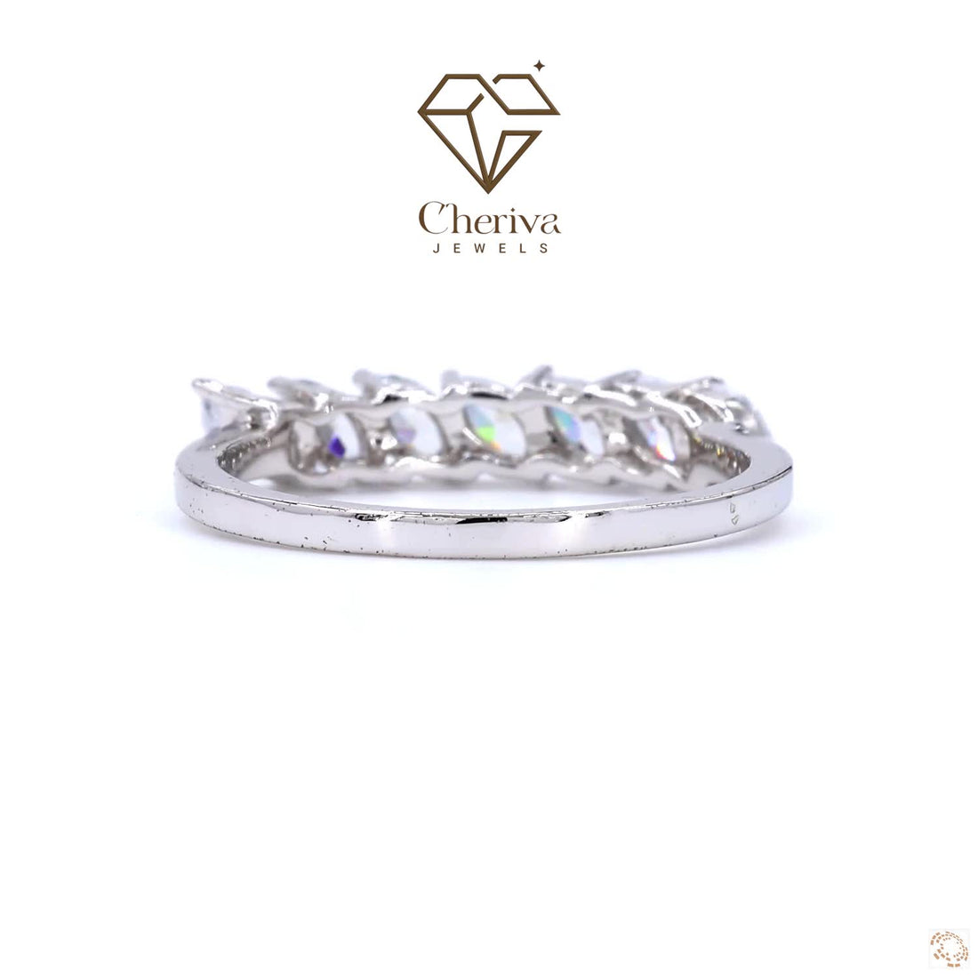 Marquise Cut Lab Diamond Half Eternity Wedding Band