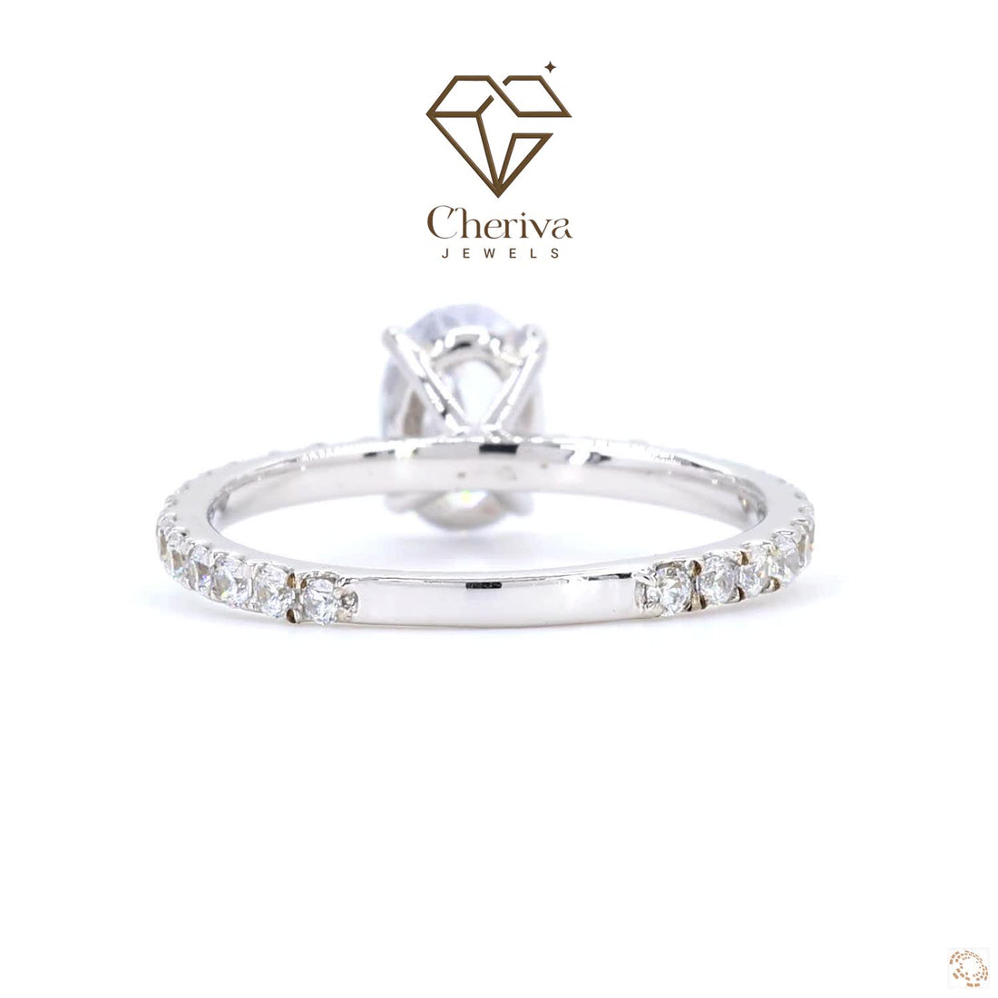 Solitaire Accent Engagement Ring in Oval Cut Diamond