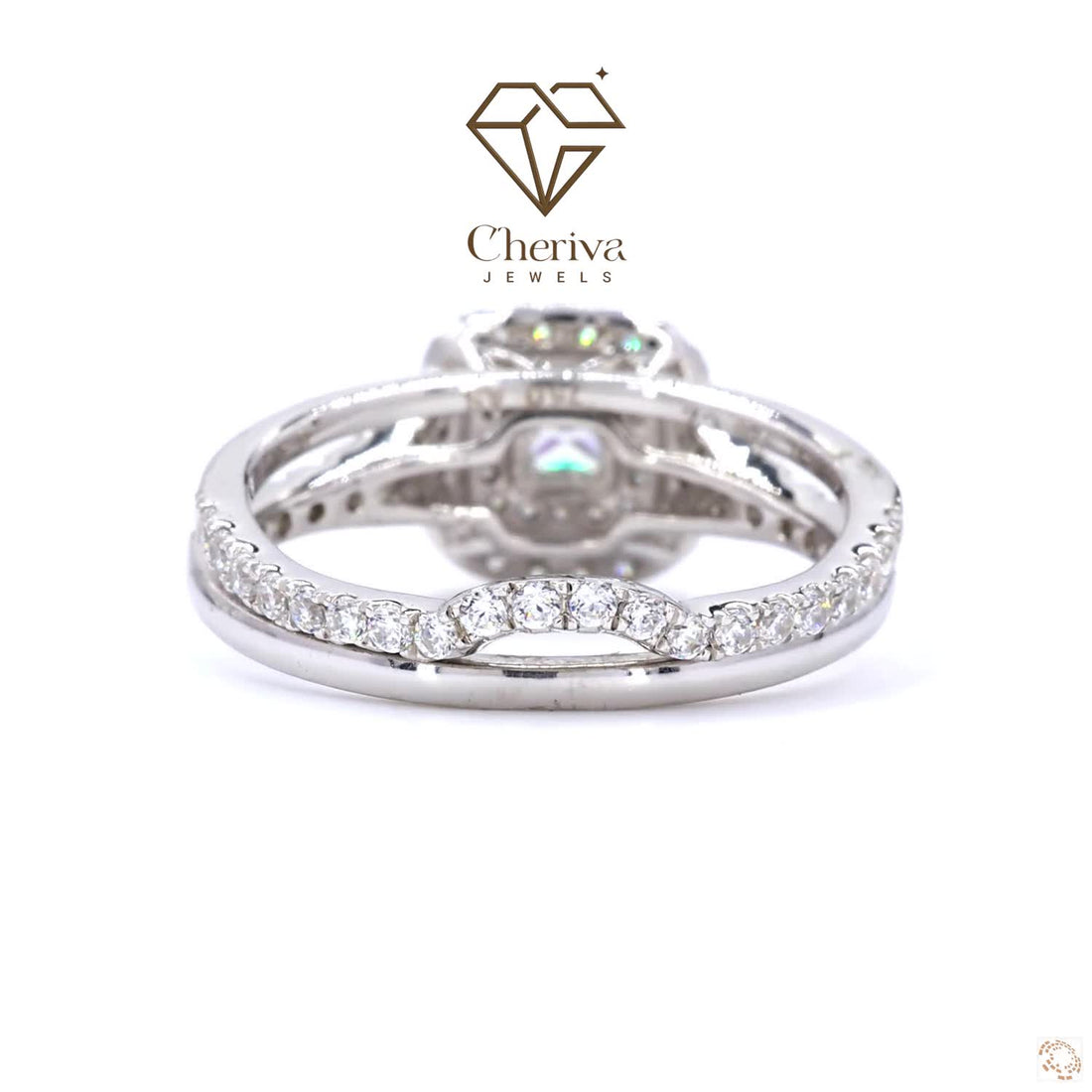 Lab Diamond Double Halo Wedding Ring Set