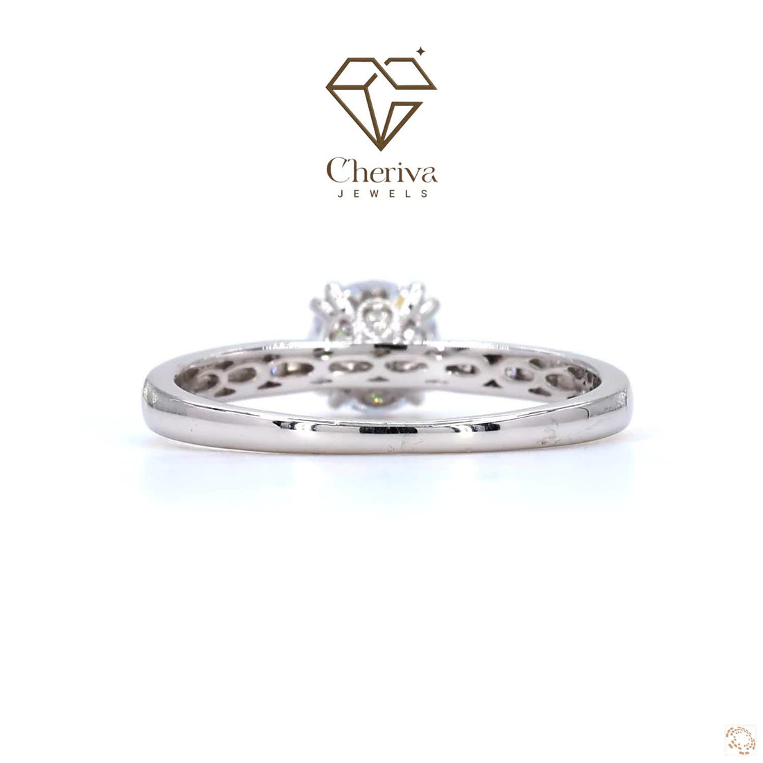 Round Cut Diamond Solitaire With Accent Engagement Ring